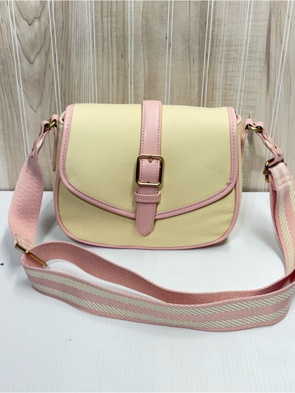Pastel Yellow and Pink Crossbody Shoulder Bag